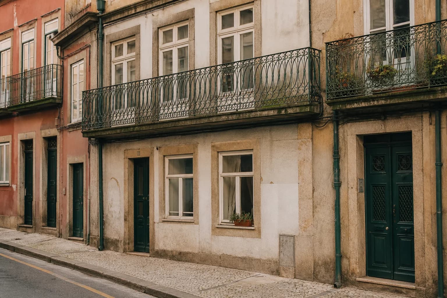 Historic Portuguese apartment facades showing maintenance and everyday use